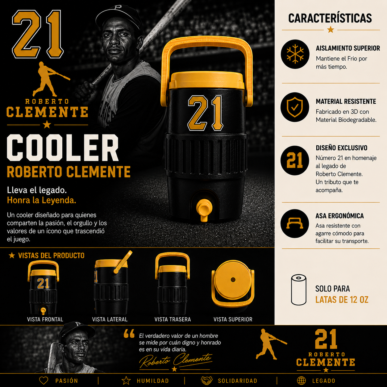 Cooler Koozie Roberto Clemente 21