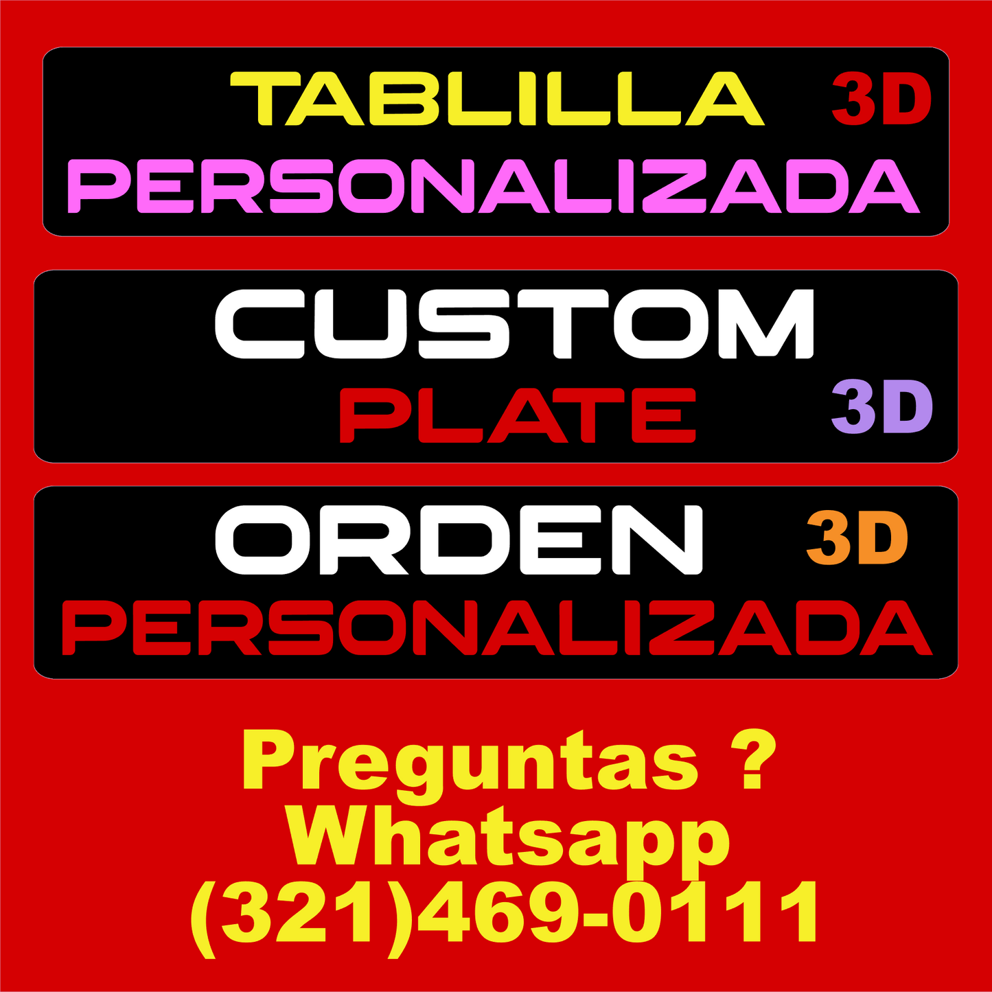 Tablilla Customizada (Orden Especial ) Full Acrylic 3D
