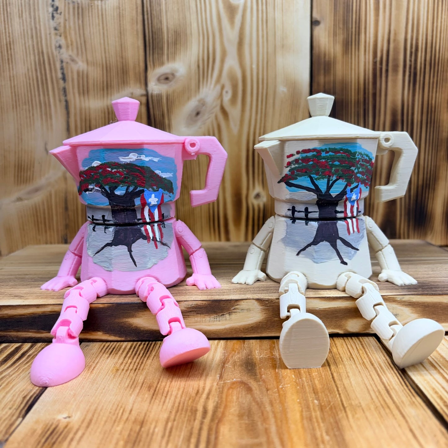 Greca Boricua 3D Med Pintada a Mano Flamboyan