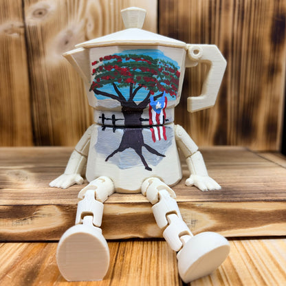 Greca Boricua 3D Med Pintada a Mano Flamboyan